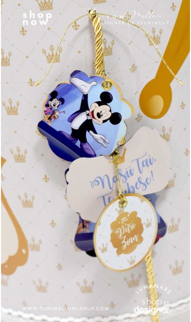 Trusou de botez Mickey Mouse personalizat grafic prin coasere cu imagini Disney Royal The King 5